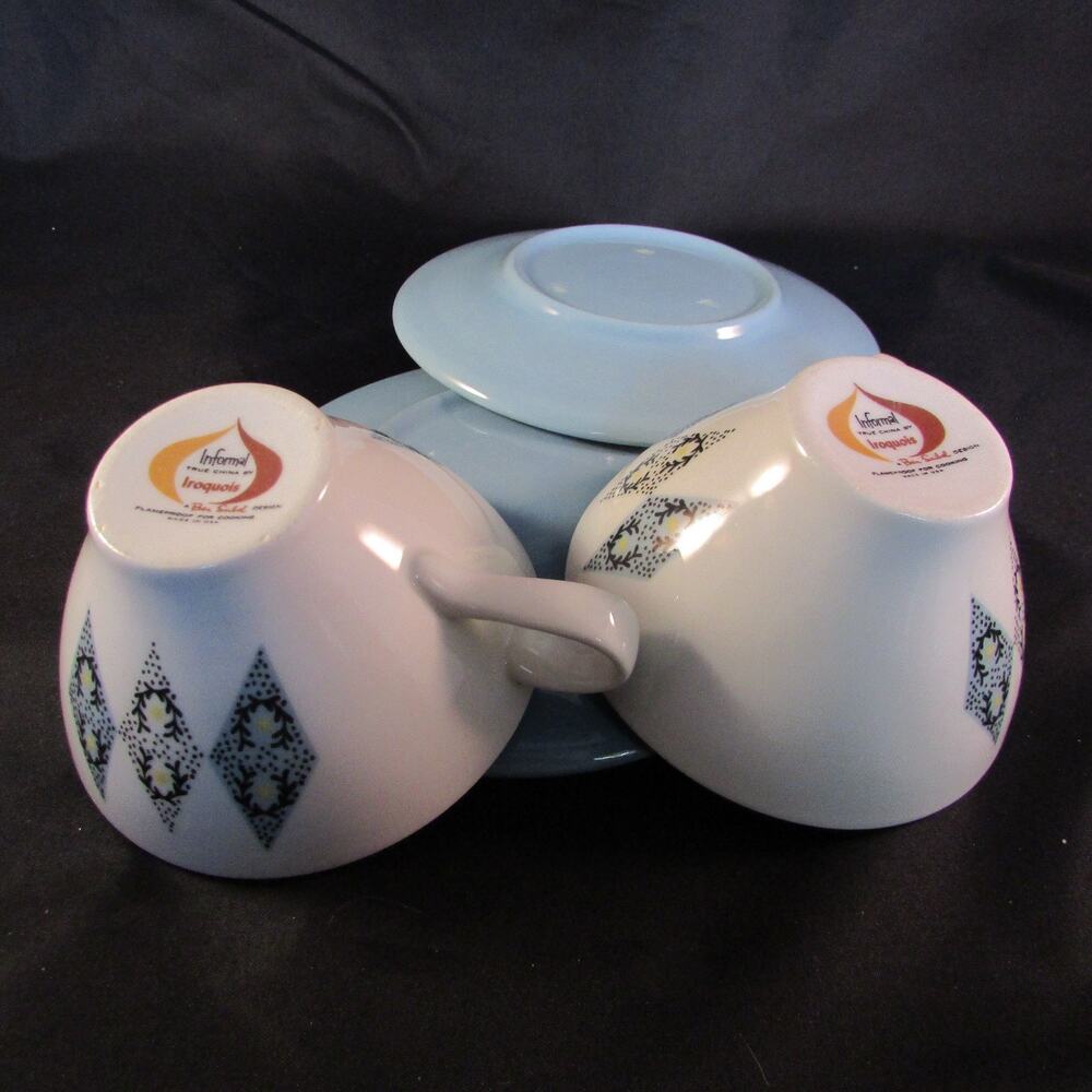 2 Iroquois Blue Diamond Cup and Saucer Ben Seibel Informal China Mid Century MCM - Picture 6 of 6